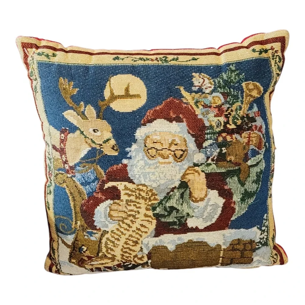 Tapestry Christmas Santa Claus Reindeer Throw Pillow‎ Sofa Decor